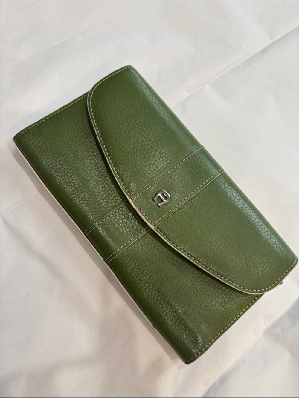 Etienne Aigner Green Leather Flap Wallet